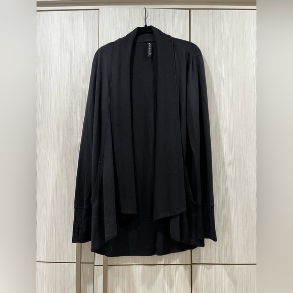 Athleta Presence Cocoon Wrap‎ Sweater | Black Ribbed | Size Small - Picture 5 of 12